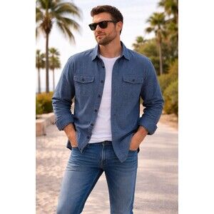 Grizzly Mountain Long Sleeve Button Front Shirt – Blue – Men’s L